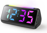 Super Loud Alarm Clocks for Heavy Sleepers, Digital Alarm Clocks for Bedrooms with RGB Night Light, Rainbow Time, Dual Alarm, Snooze, Plug-in (Black)