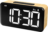 5.5-Inch Large Digital Alarm Clock | Wood-Style Housing | Snooze Button & Adjustable Night Display