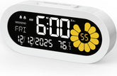 Digital Alarm Clock for Bedroom: Dual Alarm Bedside Clock VA LCD Display with Seconds, 9-Minute Snooze and Weekend Mode, 3 Brightness, 4 Alarms and 3 Volume Levels,Type C & Battery Included