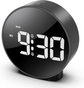 Digital Alarm Clock, HD LED Display Alarm Clock, Simple Table Clock, Electronic Desk Clock, Dual Alarms, 12/24Hr, 4 Adjustable Brightness for Bedroom, Office, Table, Black