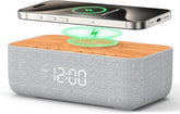15W Fast Magnetic Wireless Charging Alarm Clock with White Noise Machine, Woodgrain Style, 20 High‑Fidelity Sounds, Gradual Wake & Snooze, 0–100% Dimmable Digital Clock, Bedroom & Office