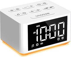 Small Sunrise Digital Alarm Clock Desk Bedroom Bedside Clock with 2 Alarm Settings Snooze & Wake Up Light Sound White Noise Machine 27 Sleep Sounds Ideal Gift for Kids Adults Heavy Sleepers
