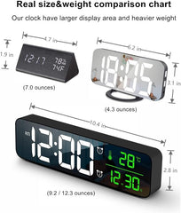 Digital Clock Large Display, Alarm Clock for Living Room Office Bedroom Decor, LED Corded Electric, Date Temp Display Wall Clock, Automatic Brightness Dimmer Smart Cool Modern Desk Accessories Black