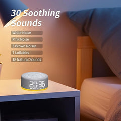 Sound Machine Alarm Clock Brown Noise White Noise Machine Night Light with Dual Alarms Backup Battery 30 Sleeping Sounds for Baby Kids Adults 32 Level Volume 5 Timers 15 Wake Up Sounds Memory Function
