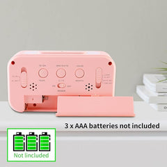 Digital Alarm Clock with Indoor Temperature, Battery Operated,Snooze Model,12/24H Display for Bedrooms Heavy Sleepers Kids Travel Bathroom Desk Smart Clock, Pink