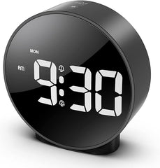 Digital Alarm Clock, HD LED Display Alarm Clock, Simple Table Clock, Electronic Desk Clock, Dual Alarms, 12/24Hr, 4 Adjustable Brightness for Bedroom, Office, Table, Black