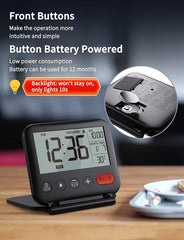 Digital Travel Alarm Clock for Bedroom Office: Small LCD Desk Clock with Backlight Date Temperature Snooze 12/24H Weekend Mode and Mirror, Battery Powered Folding Bedside Clock for Adult Kids