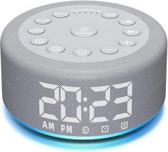 Sound Machine Alarm Clock Brown Noise White Noise Machine Night Light with Dual Alarms Backup Battery 30 Sleeping Sounds for Baby Kids Adults 32 Level Volume 5 Timers 15 Wake Up Sounds Memory Function