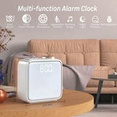 Alarm Clock Night Lights, Built-in Battery Alarm Clock for Bedrooms, 6 Scenes & White Noise Sync, Dual Alarms & Snooze, for Heavy Sleepers, Gifts for Kids Teens