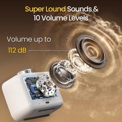 Colorful LCD Display with 8 Visual Themes, 4 Digital Alarms with 30 White Noise for Bedrooms, 112dB Loud Alarm Clock with Hourly Chime for Heavy Sleepers, Gift for Kids Teens